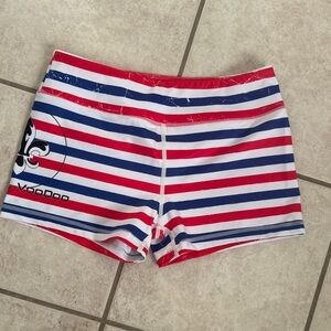 Red, White and Blue Striped Patriotic Gym Shorts